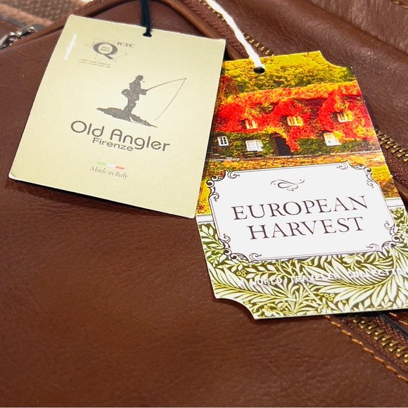 🆕 NWT Old Angler Firenze Cognac Leather Briefcase/Messenger Bag - Picture 13 of 16